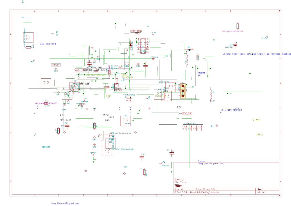 A generated circuit board schematic from our initial experiments using Machine Learning to create .sch files.